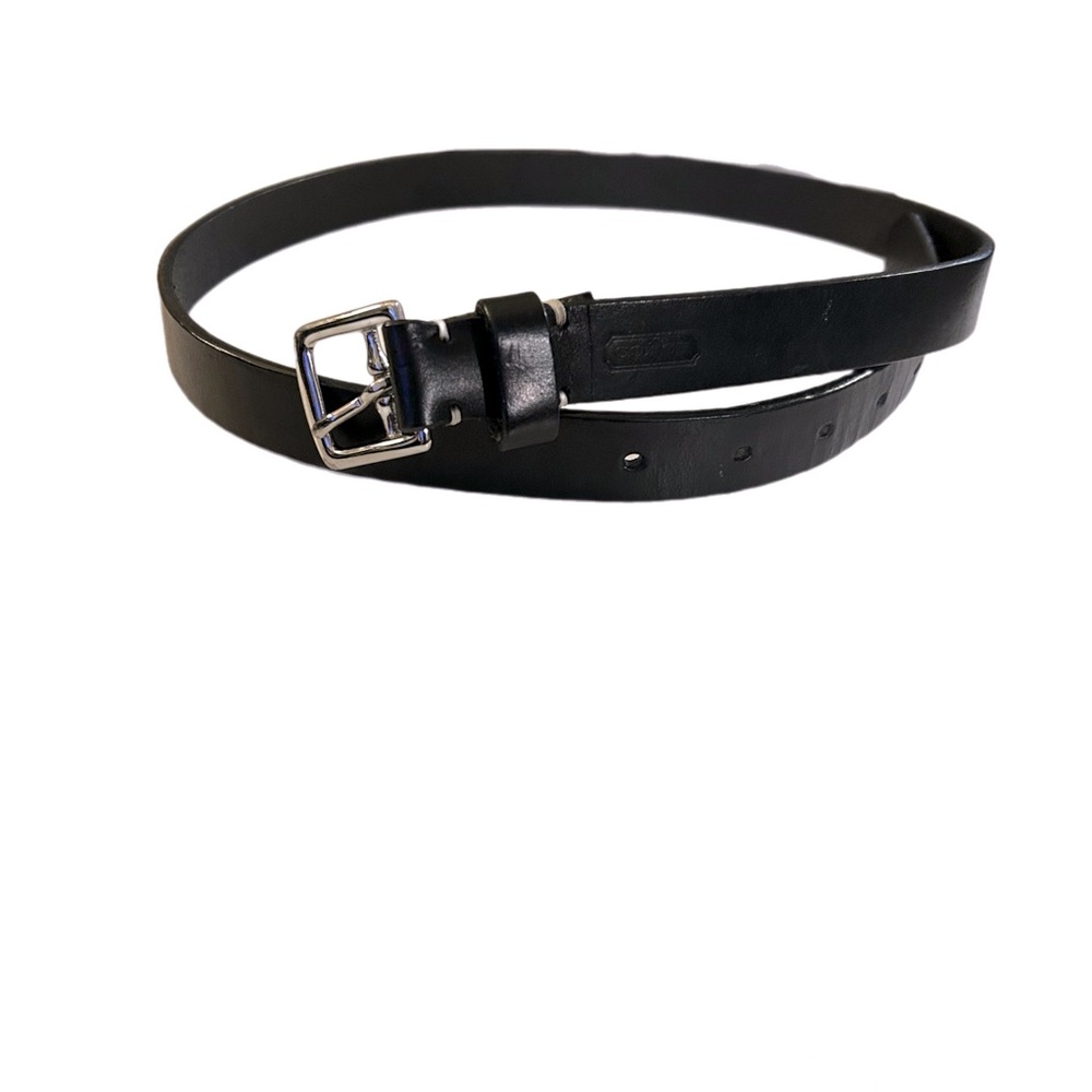 Coach Black Leather Belt with Silver Buckle